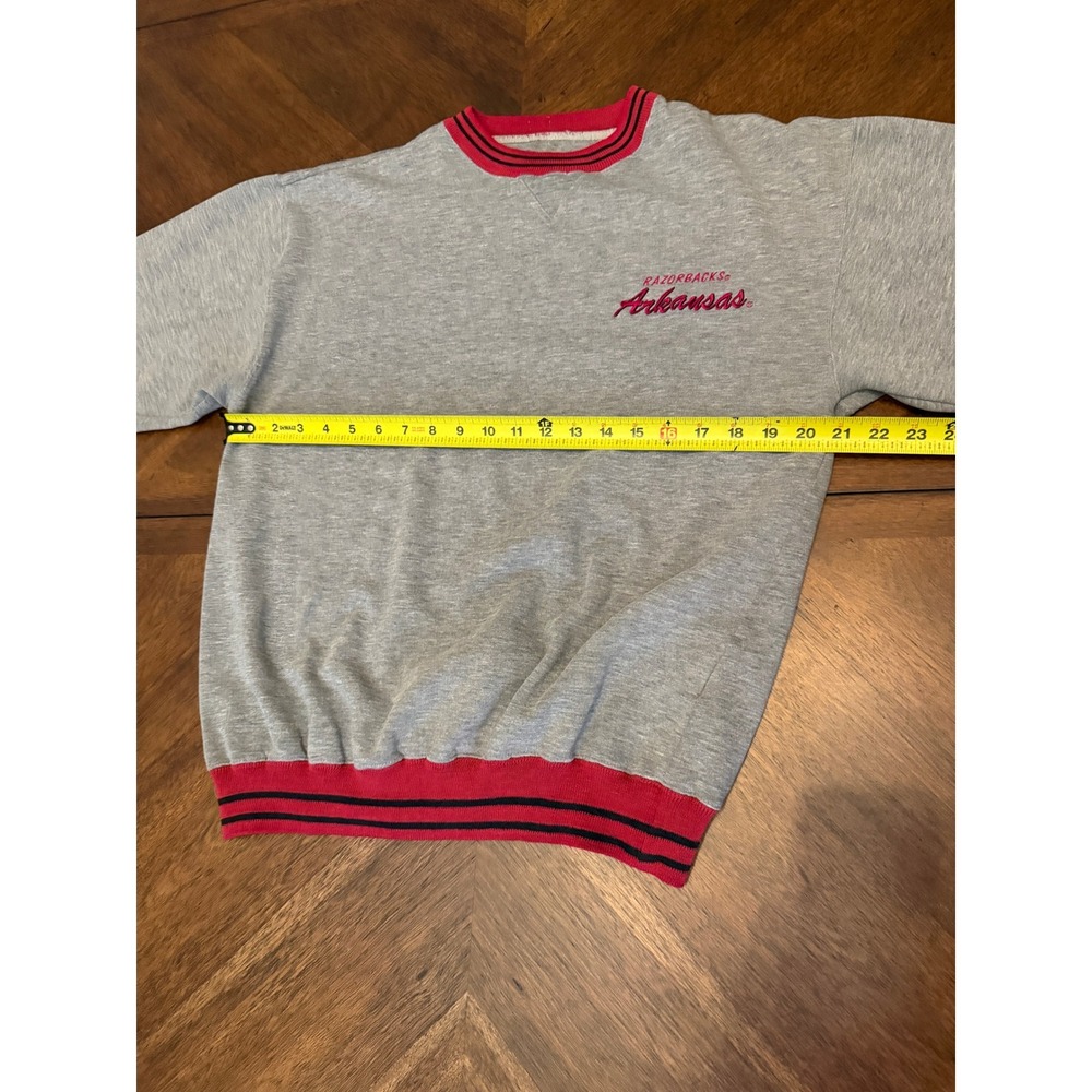 Vintage Logo 7 Arkansas Razorbacks Sweatshirt Mens Medium Gray 90s Crewneck NCAA - Picture 6 of 6